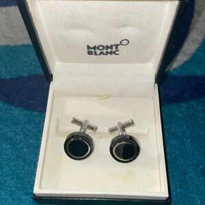 Montblanc gemelli Meisterstuck acciaio onice 116665